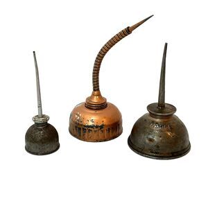 Vtg Metal Oil Can Dispensers Thumb Pump Oilers 1 Eagle MADE IN USA + 2 Unmarked